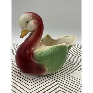VTG 1950's Mid Century Swan Duck Ceramic Planter 5" x 6"